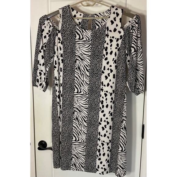 Cato Dresses & Skirts - Cato Est 1946 Animal Print Cold Shoulder Dress/Tunic 14/16